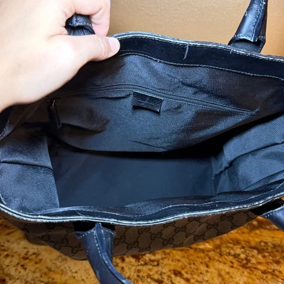 GUCCI GG Pattern Hand Tote Bag Leather canvas Black - Picture 13 of 15